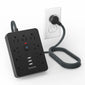TRANSTON   power strip surge protector with 9 Ac Outlets,3 USB & 2 USB-C,5ft Cable,Weaving thread,45° tilt plug,Black