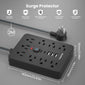 TRANSTON   power strip surge protector with 9 Ac Outlets,3 USB & 2 USB-C,5ft Cable,Weaving thread,45° tilt plug,Black